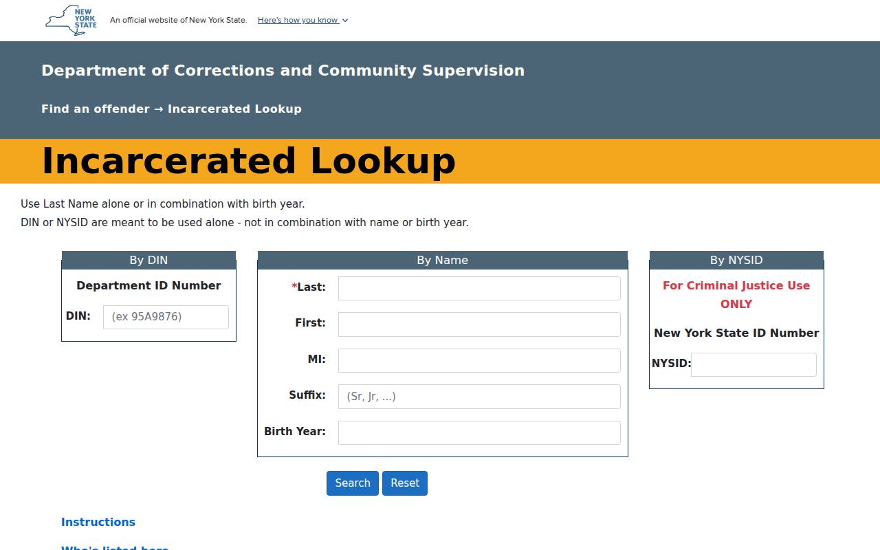 Allegany County arrest follow-up through the New York DOCCS incarcerated person search