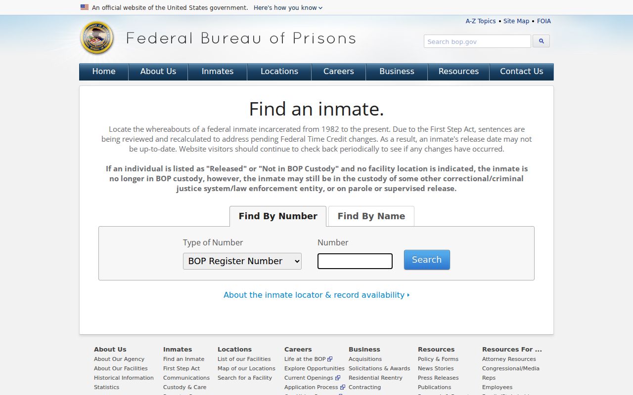 Allegany County criminal history federal custody locator